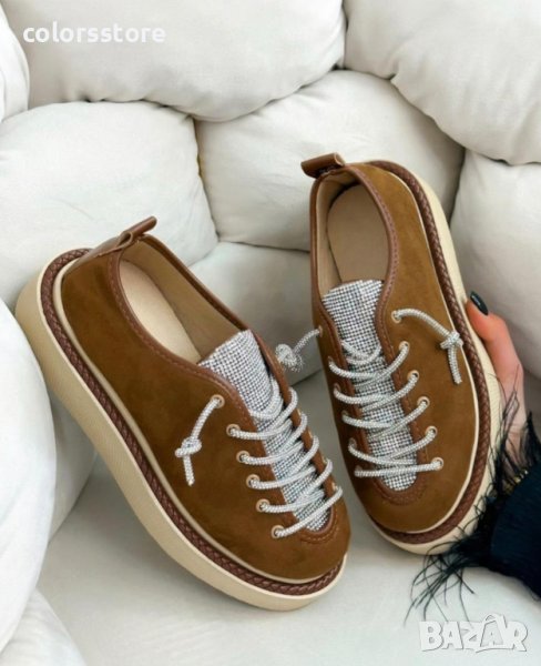 Равни кецове - кафяв велур - MP40, снимка 1