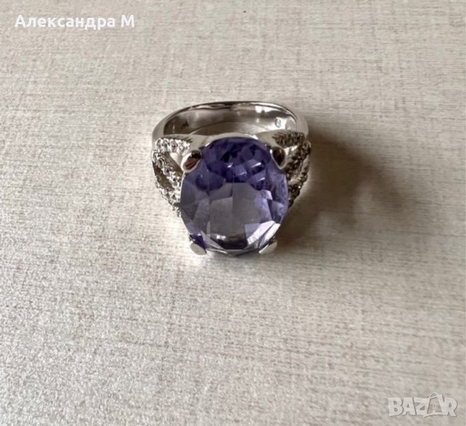 Пръстен Swarovski с лилав камък, снимка 1