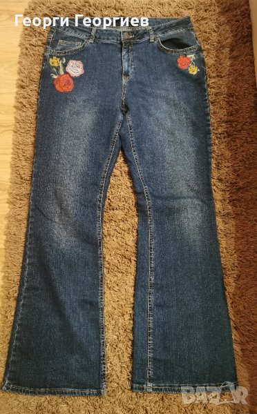 Страхотни дънки с широк крачол и бродерия, снимка 1