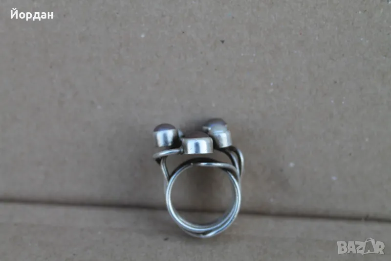Уникален дамски сребърен пръстен с перли, снимка 1