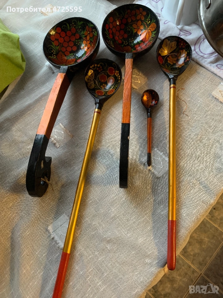 Ръчно рисувани Руски дървени лъжици, снимка 1