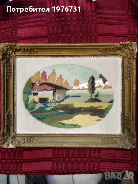 Стара Гипсова рисувана картина , снимка 1