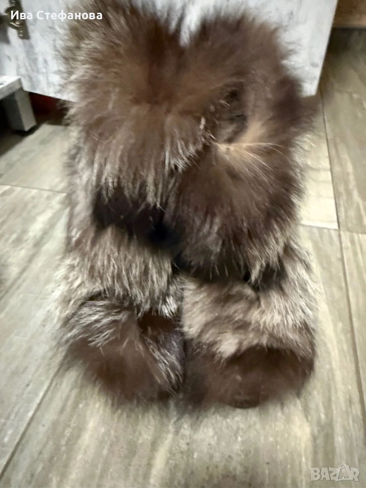 Разкошни боти ботуши  естествена кожа естествен богат косъм от северна лисица  номер 39, снимка 1