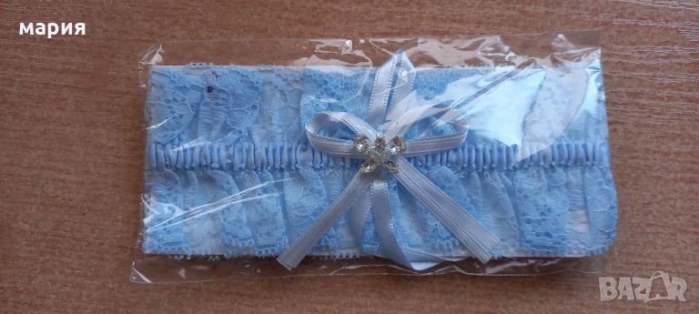 Сватбен жартиер дантелен с камъни, снимка 1