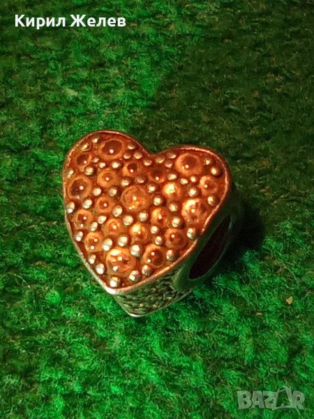 СКЪПОЦЕНЕН СЪРЦЕВИДЕН СРЕБЪРЕН ЕЛЕМЕНТ За ГРИВНА на ПАНДОРА СРЕБРО 925 сИСКРЯЩИ ФАСЕТ КРИСТАЛИ 40532, снимка 1