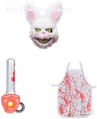 Нов Хелоуин костюм за възрастни – страшен заек косплей маска мъже парти, снимка 1