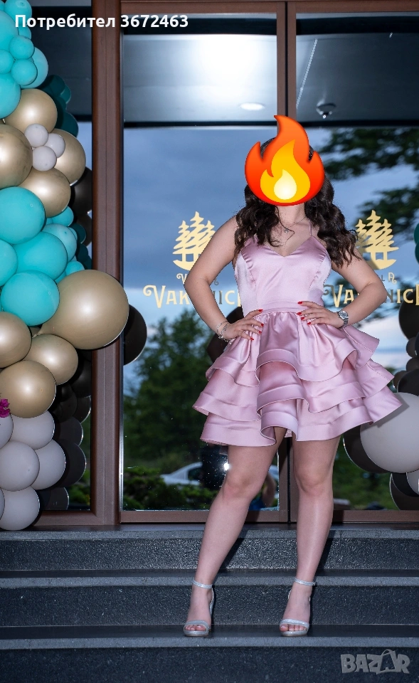 сладко розова рокля с волани, снимка 1