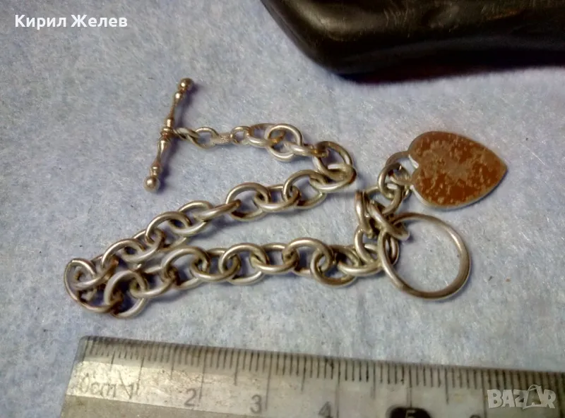 РОМАНТИЧНА ВИНТИДЖ АРТ СТИЛ СРЕБЪРНА ГРИВНА със СЪРЧИЦЕ СРЕБРО 925 с БЯЛА ПОЗЛАТА 47977, снимка 1