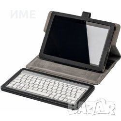 Универсален, кожен калъф за таблет 10.1" Medion MD 87129 с Bluetooth клавиатура, Черен, снимка 1