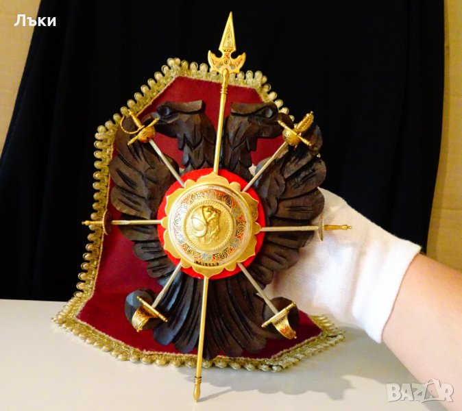 Пано Toledo двуглав орел,рицар,шпага,жезъл,позлата,клетъчен емайл. , снимка 1