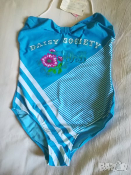 Цял нов светлосин бански с цветни орнаменти, снимка 1