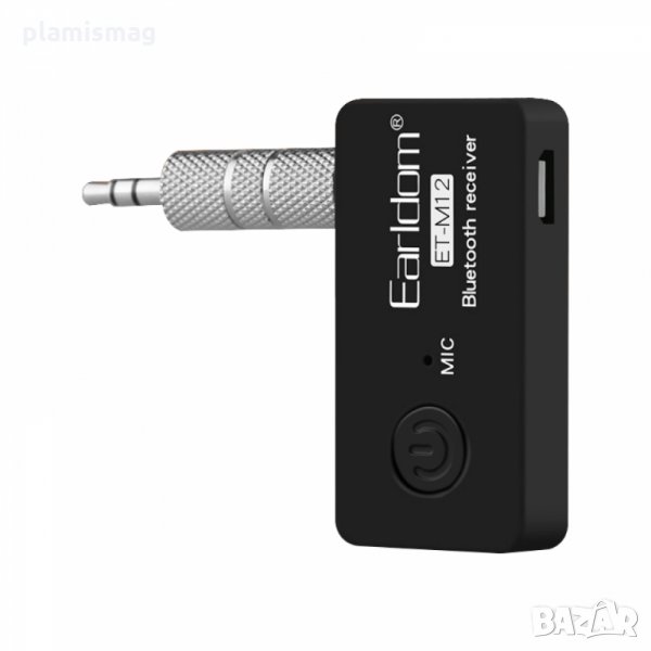 Bluetooth приемник, Earldom, M12, 3.5mm, Черен, снимка 1