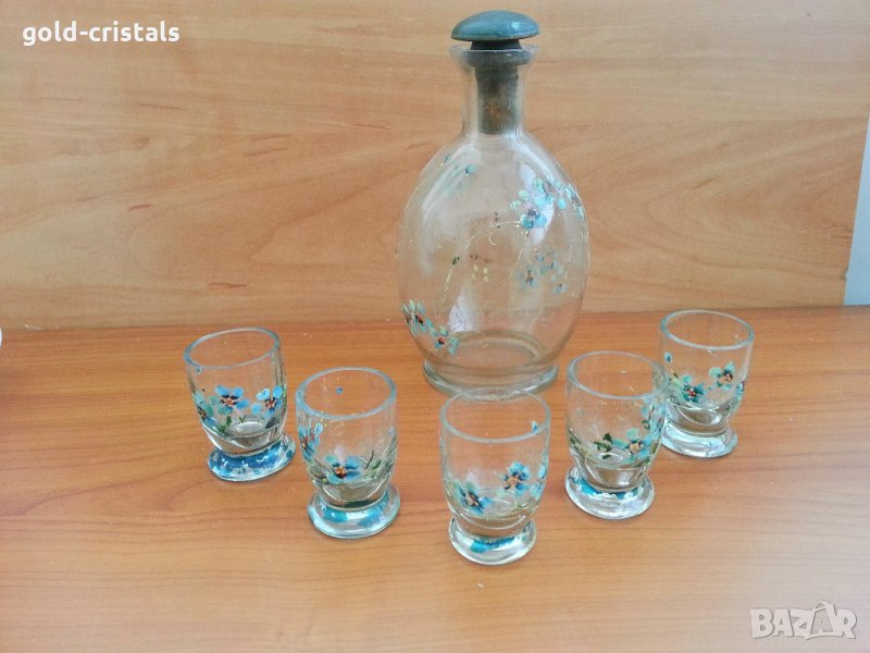ретро стъклени чашки и гарафа, снимка 1