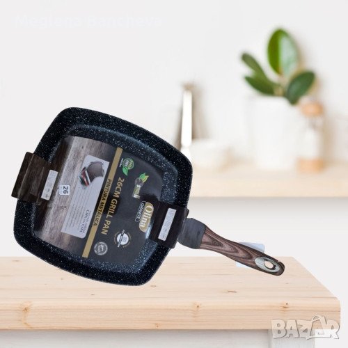 Висококачествен грил тиган с незалепващо гранитно покритие, 26 см, снимка 1