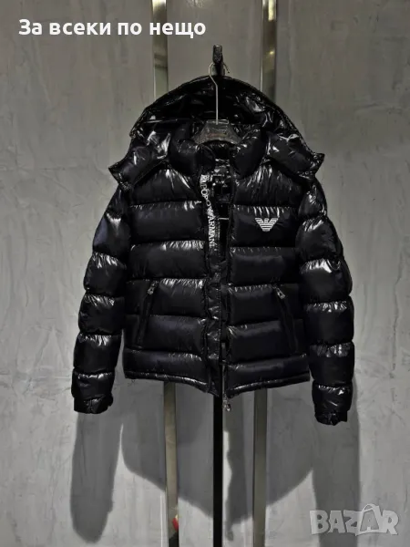Мъжко черно зимно яке със силиконов пълнеж и бродирано лого Emporio Armani Код A329, снимка 1