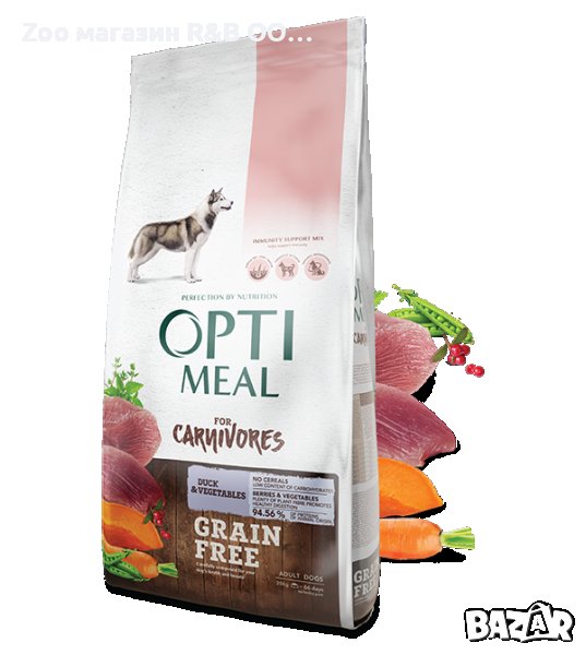 OptiMeal Grain free for adult cats - DUCK&Veggies-Храна за израснали котки БЕЗ ЗЪРНО,Патешко 4кг., снимка 1