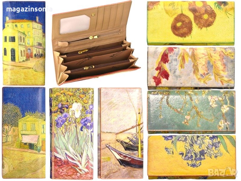 КРАСИВИ КОЖЕНИ ПОРТМОНЕТА-СЕРИЯ ''ВАН ГОГ', снимка 1