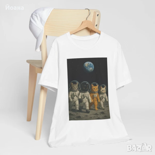 Дамска тениска с котки космонавти, снимка 1