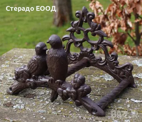 СТЕННА ЧУГУНЕНА СТОЙКА ЗА МАРКУЧ - ПТИЦИ, снимка 1