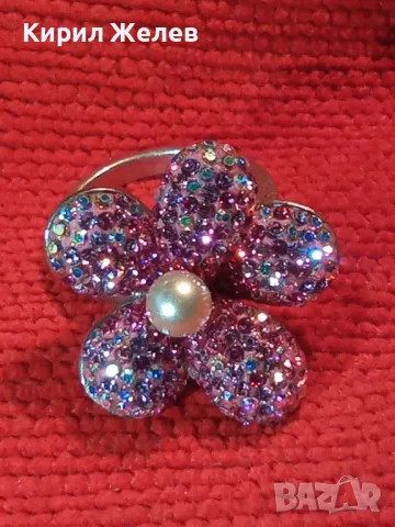 ФЛОРАЛЕН СКЪПОЦЕНЕН СРЕБЪРЕН ПРЪСТЕН ЦВЕТЕ СРЕБРО 925 с БЯЛА ПОЗЛАТА 49215, снимка 10 - Пръстени - 49427697