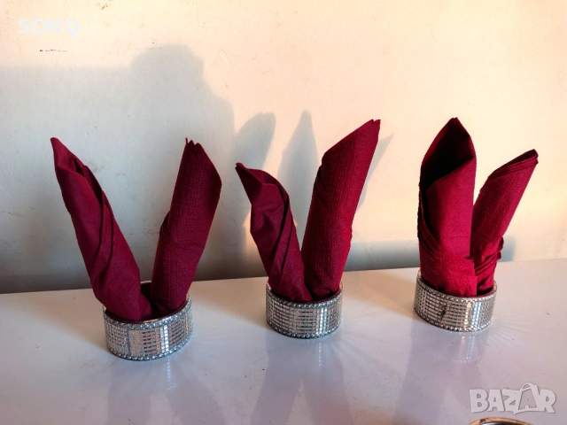 Посребрени Пръстени За Салфетки Със Кристали, снимка 4 - Други - 53228338