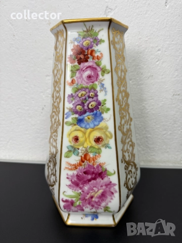 Уникална порцеланова ваза - Дрезден. №7427, снимка 2 - Антикварни и старинни предмети - 51940034