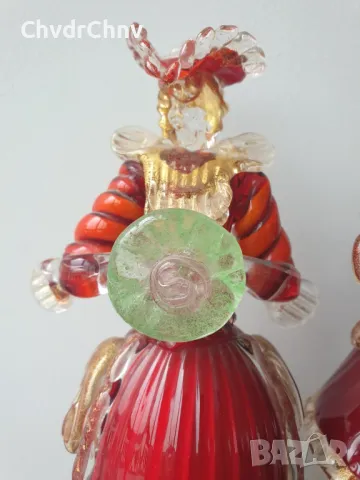 Murano стъкло статуетки 21см/2бр Мурано стари венециански стъклени фигури/танцьори-злато, снимка 4 - Статуетки - 50372542