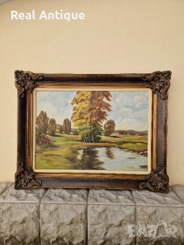 Прекрасна антикварна холандска авторска картина масло върху платно 
