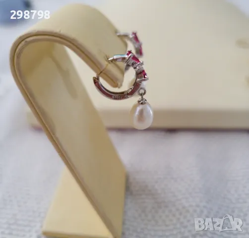 Дамски обеци от естествени перли и сребро, снимка 8 - Обеци - 36078975
