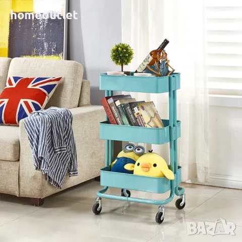 ПРОМОЦИЯ Мултифункционална помощна количка на 3 нива QTR001BU, снимка 3 - Други стоки за дома - 47787301