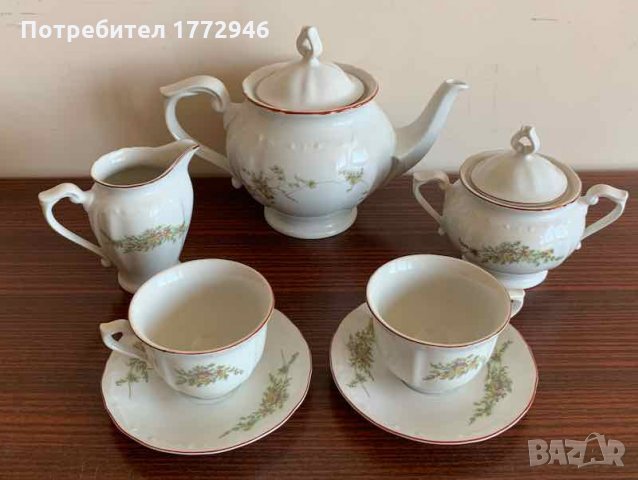 Сервиз за чай с 2 чаши български порцелан Изида, снимка 1 - Антикварни и старинни предмети - 33187102
