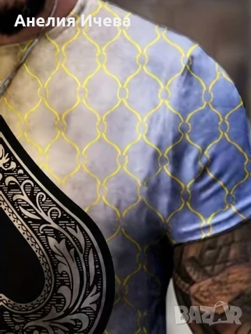 Мъжка тениска с графичен принт с акцент Асо пика, снимка 3 - Тениски - 51210332