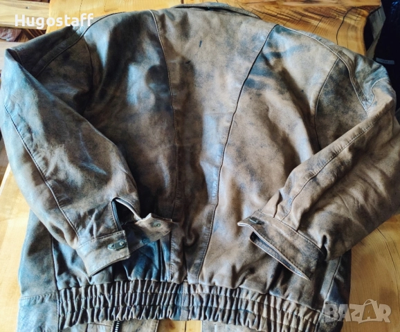 Винтидж марково оригинално cafe racer Моторджиско дебела кожа бомбър пилотско Camel Л/Хл , снимка 16 - Якета - 43352442