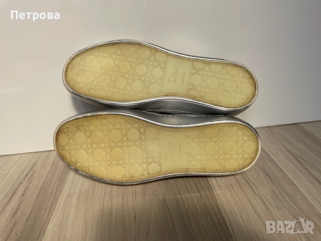 Сребърни кожени маратонки Dior 38 Оригинал, снимка 6 - Маратонки - 51831286