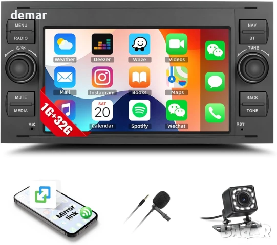 SIXWIN 7-инчово Android радио за Ford Transit Fiesta Focus Fusion Kuga C-Max S-Max Connect Galaxy