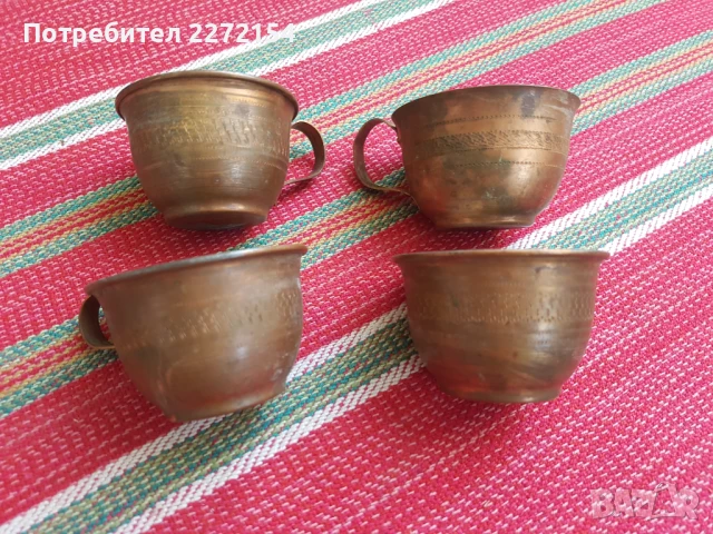 Бакърена чаша за кафе 4бр, снимка 2 - Антикварни и старинни предмети - 51373186