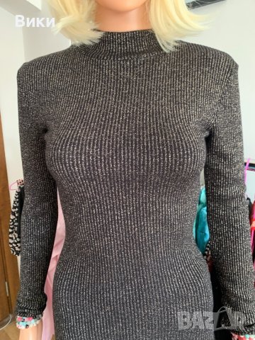 Черна рокля със златни нишки, снимка 11 - Рокли - 40819715