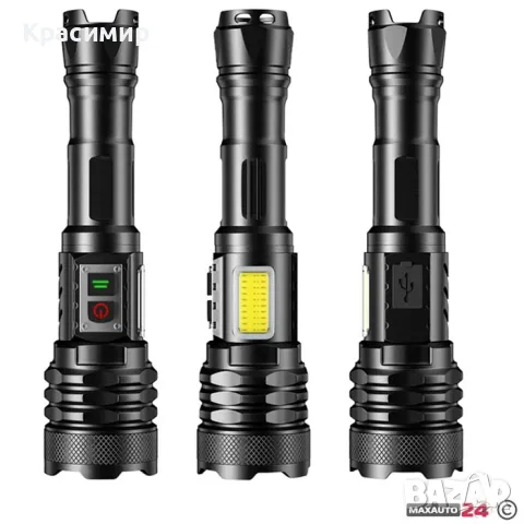 Фенер Мощен Акумулаторен, снимка 2 - Прожектори - 49649477