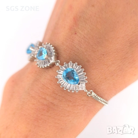 СРЕБЪРНА ГРИВНА С ИЗУМРУД, РУБИН, СИН ИЛИ РОЗОВ ТОПАЗ, снимка 5 - Гривни - 52296200