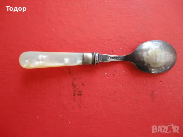 Уникална старинна лъжичка седеф, снимка 3 - Антикварни и старинни предмети - 48431338