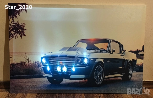 Светеща картина с LED осветление - Ford Mustang Shelby GT 500, снимка 3 - Картини - 53269793