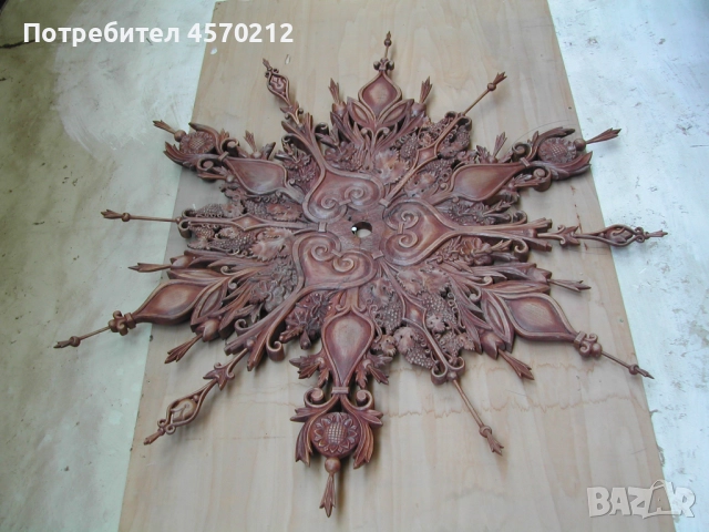 Дърворезба, Розета Слънце, Пано за стена или таван, Ръчна изработка по поръчка, Дърворезба Слънце, снимка 6 - Декорация за дома - 51440697