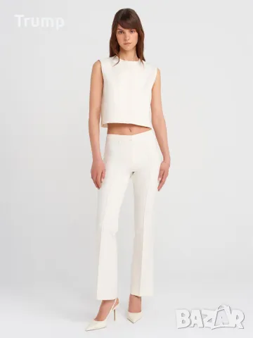 Елегантен Къс топ,потник със скрита копче - екрю, снимка 3 - Потници - 50346346