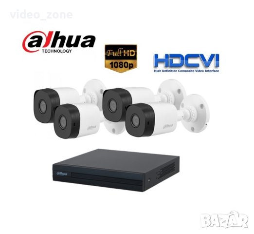 DAHUA Комплект от DVR + 4 броя 1080P FullHD булет камери