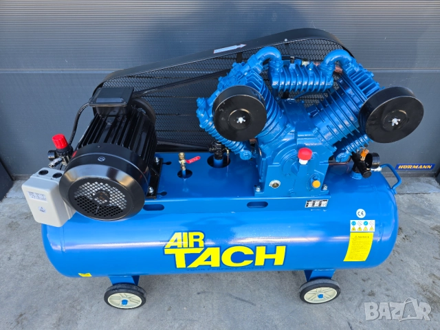 Компресор за въздух 300л.7.5 KW / 10 HР / 12.5 бара. Дебит усилен „TACH -1200л/мин, снимка 2 - Компресори - 52293037