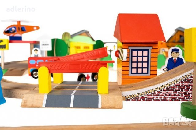  Дървена железопътна линия - 89 елемента Ново, снимка 5 - Коли, камиони, мотори, писти - 34159391