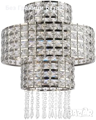 Нов Луксозен абажур с кристален ефект за спалня, хол и коридор 32×38 см