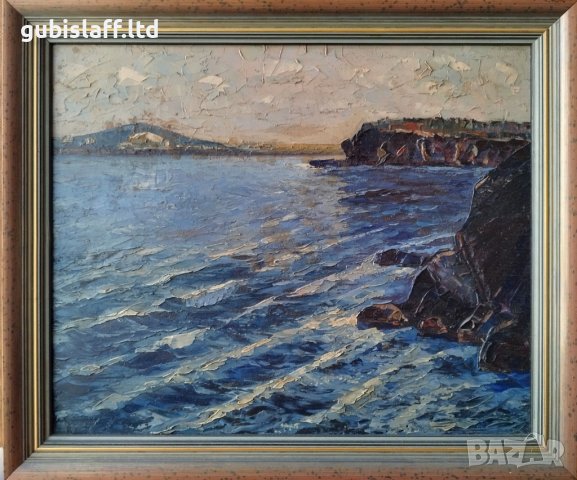 Картина, море, вълни, скали, худ. Д. Дионисиев (1908-1992)
