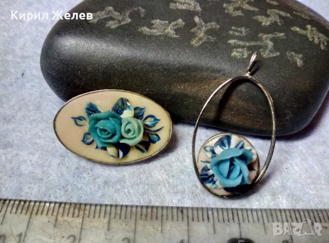 КОМПЛЕКТ СТАРИННИ ФЛОРАЛНИ БИЖУТА БРОШКА и МЕДАЛЬОН ХУДОЖЕСТВЕНА РЪЧНА ИЗРАБОТКА 38904, снимка 7 - Антикварни и старинни предмети - 48842341