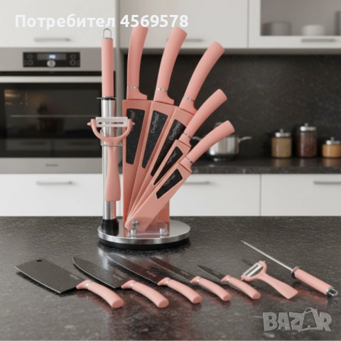 🌟Комплект кухненски н о ж о в е 8 в 1 с въртяща се стойка Cheffinger за подредена кухня!🌟, снимка 2 - Прибори за хранене, готвене и сервиране - 53187019